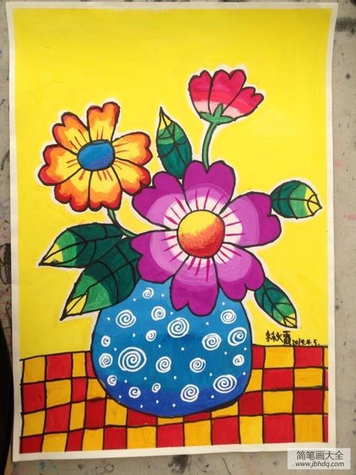 简笔画水粉画桃花