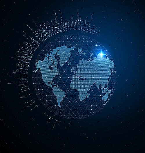 蓝色 世界地图 科技感 ppt 海报 背景