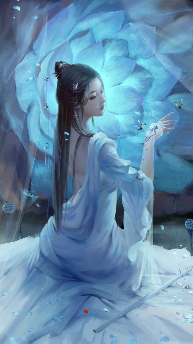 古风插画,画风温婉细腻,画中女子妩媚妖娆的姿态,十分