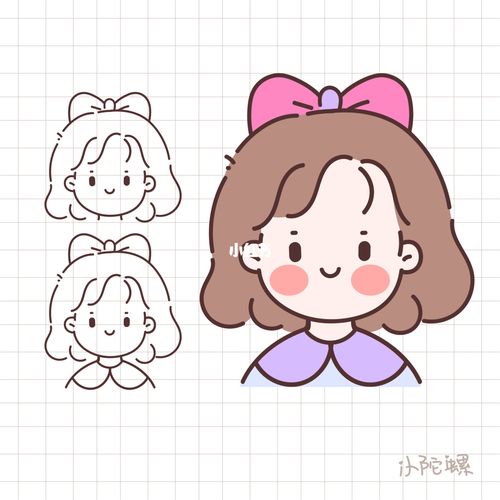女孩卡通头像简笔画教程图_简笔画_教程_卡通头像_潮流_优设大课堂