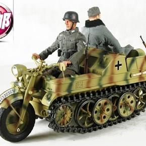 新全金属1:6二战德军半履带kfz.2摩托车侦察车兔子车迷彩模型1/6
