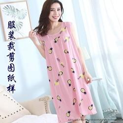 睡裙女夏睡衣沙滩裙小清新绸无袖连衣裙 图裁剪纸样11实物裁剪图