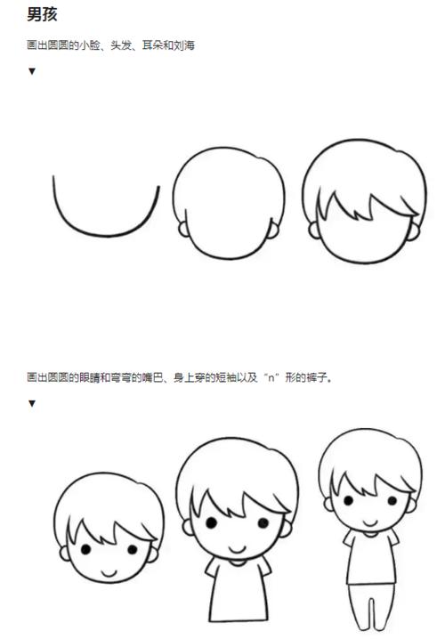 【简笔画教程】萌萌哒小男生人物简笔画教程,一起动手