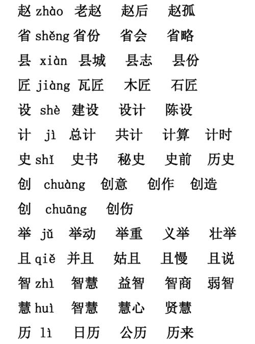 1-6年级语文下册第1-6单元生字表组词大全 (可下载打印)