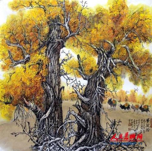 魏驰卓国画作品欣赏:胡杨,金秋系列