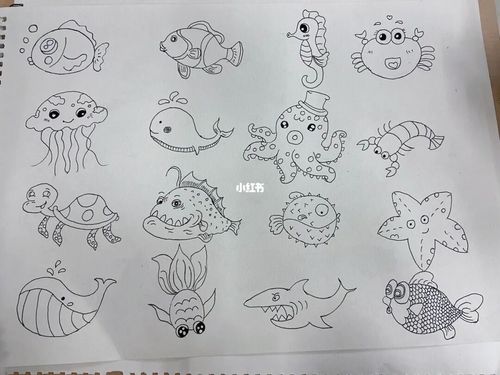海洋动物简笔画_简笔画_文化_绘画