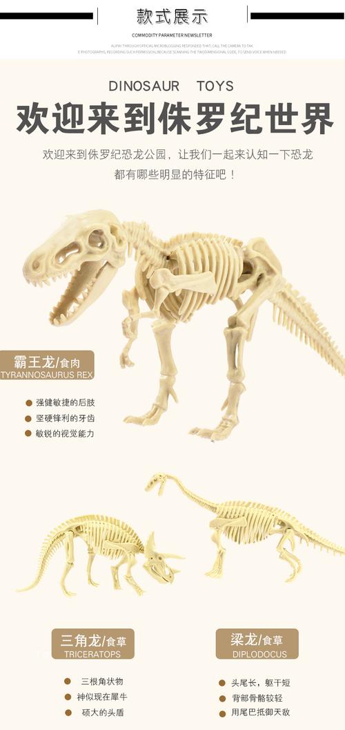 考古挖掘霸王龙恐龙化石恐龙骨架模型儿童手工挖宝