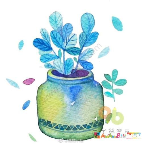 美腻通透的水彩植物简笔画炫目的色彩