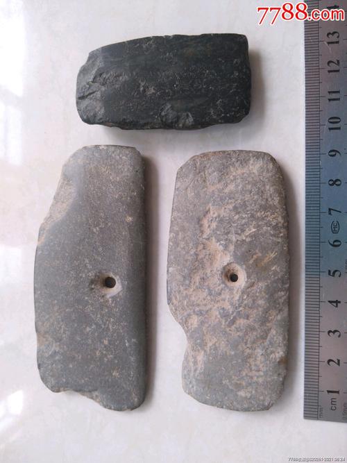 石器时代石铲石斧石刀3件不同样全部_价格300元_第1张