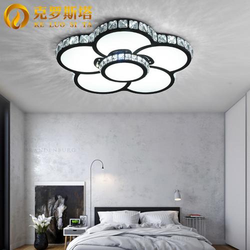 简约现代主卧室灯黑白色轻奢水晶圆形客厅灯具房间餐厅吊灯饰温馨浪漫