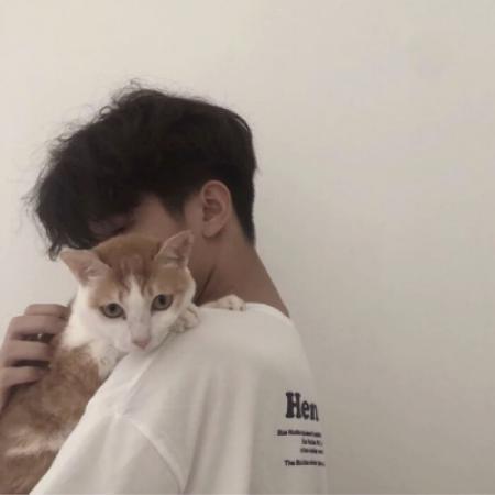 男生与猫的头像
