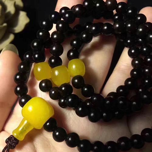 原创108老料椰蒂佛珠手链 diy椰蒂念珠手串 尺寸 6mm