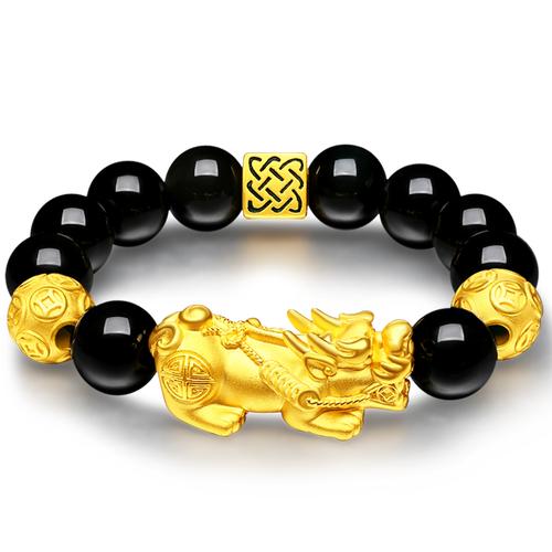 黄金貔貅手链男士纯3d硬足金999女招财路路通守护转运珠貔恘手串