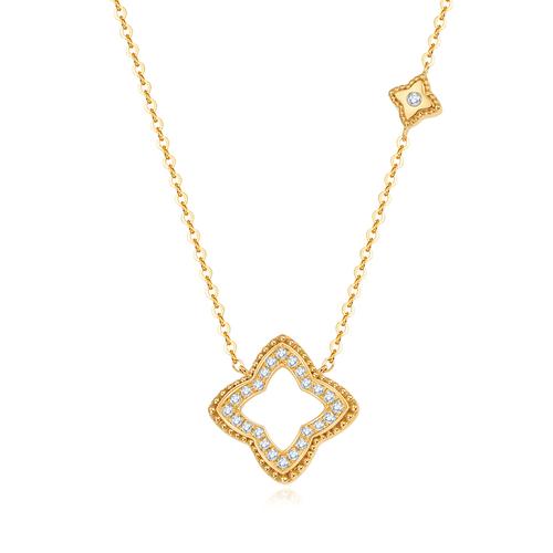 莱绅通灵珠宝 经典 简约菱形18k金钻石吊坠 her她系列