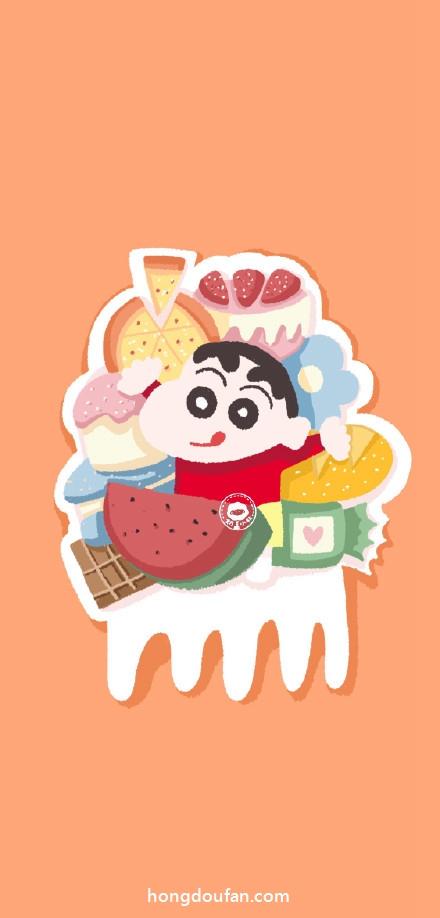 爱吃披萨草莓蛋糕面包西瓜的蜡笔小新要如何画