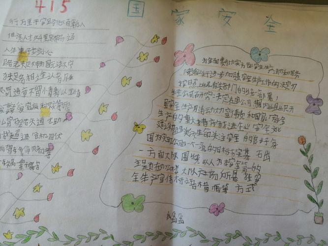 15国家安全教育日——汤阴县任固镇岳儿寨中心小学二(1)班手抄报展示