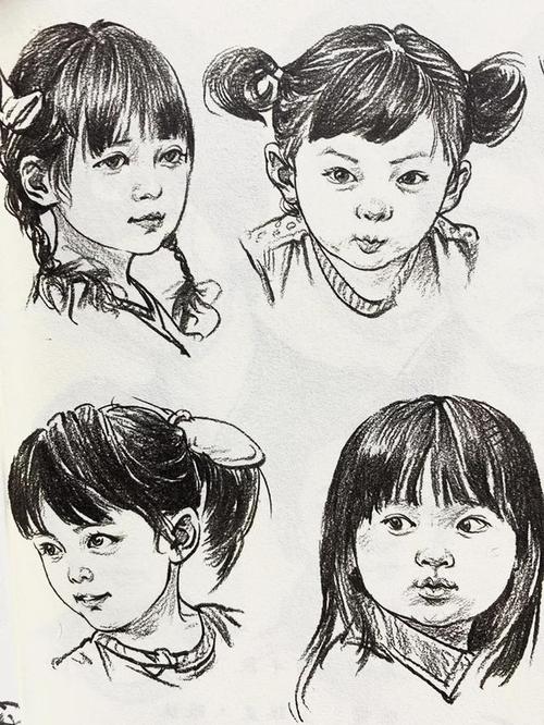 儿童动漫脸速写的画法