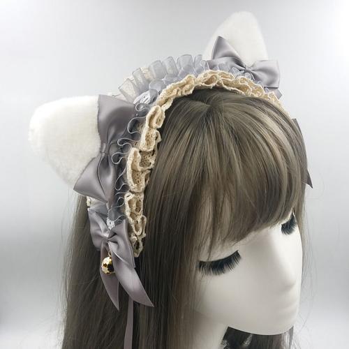 洛丽塔头饰 lolita猫耳朵kc可爱猫娘软妹洛丽塔发箍蕾丝铃铛发带发饰