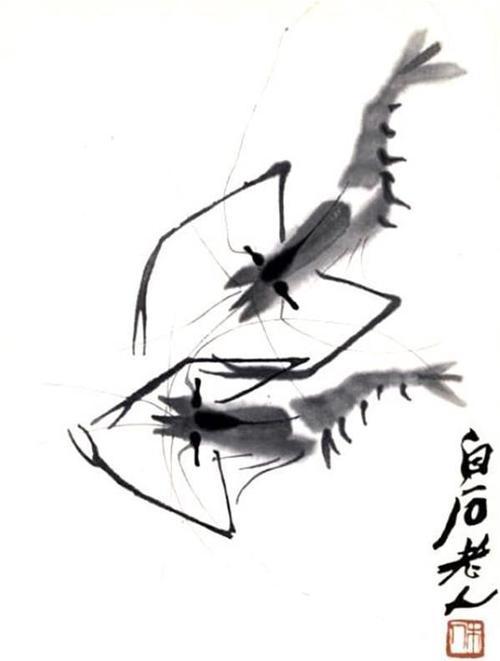 齐白石老爷爷画的虾