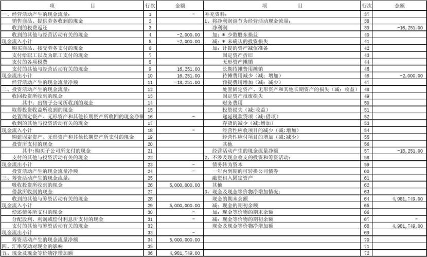 无忧文档 所有分类 表格/模板 表格类模板 现金流量表(2014)