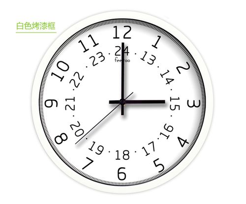 24小时制挂钟黑白简约数字静音挂表医院会议室办公室墙面电子时钟_7折