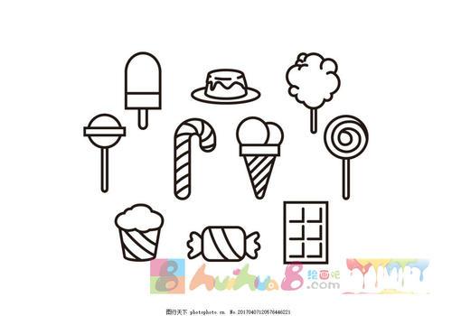 巧克力和糖果的简笔画