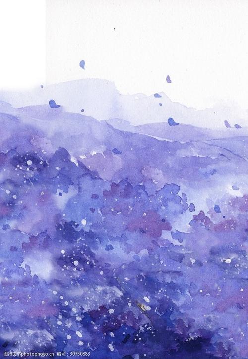 蓝紫色水彩水墨晕染