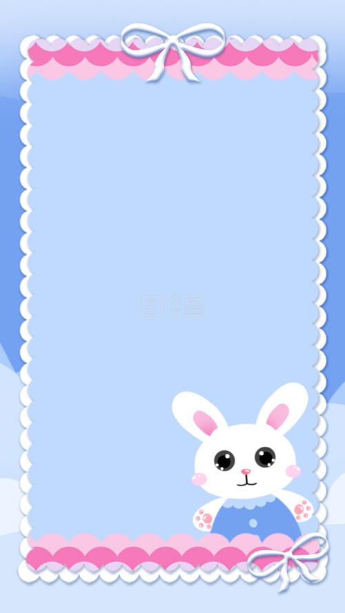 图怪兽原创元素卡通手绘蓝色可爱兔子手机海报