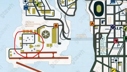 侠盗猎车手自由城故事飞机在哪里要图