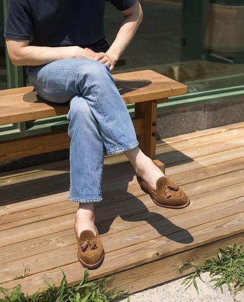 cl手工乐福鞋流苏男鞋低帮皮鞋英伦风一脚蹬男士潮流便鞋 棕色 37