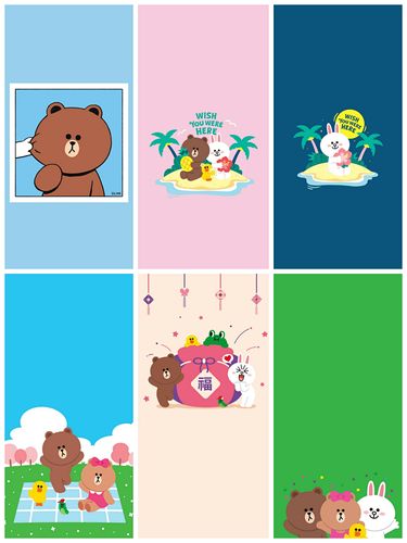 【壁纸】凊新可爱 line friends布朗熊可妮兔莎莉鸡卡通壁纸