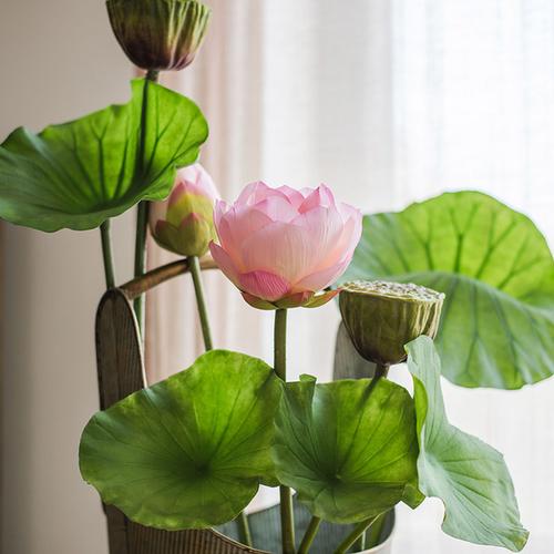 [掬涵家居] 花艺术摆件插花 pe 仿真莲蓬头荷叶手工绿植仿真花装饰花