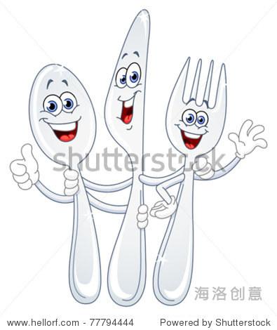spoon knife and fork cartoon