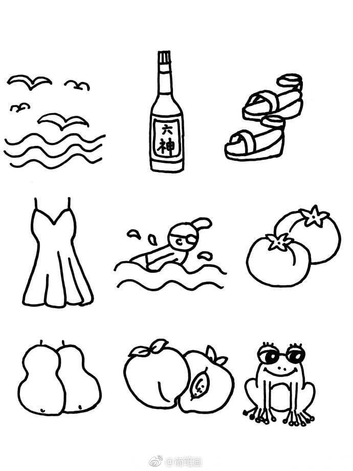 夏天简笔画手绘手帐素材来啦~(by:教画画的沈老师)