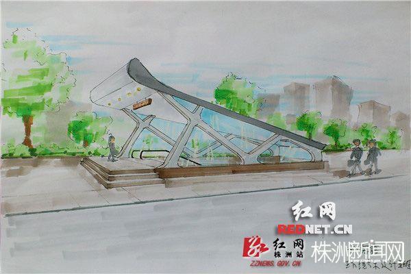 湖南师大学生自发手绘学校地铁出入口设计图