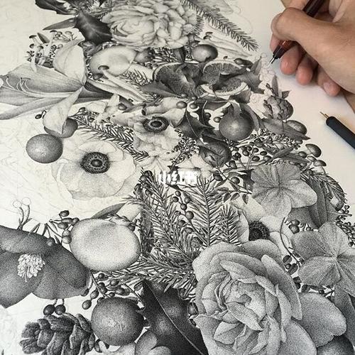 细致的针管笔点画~法国艺术家 xavier casa_casa怎么样_针管笔_艺术