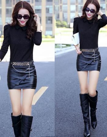 包臀皮裙短款女夏季一步包臀皮裙新款时尚超短裙半身裙女秋冬季女式