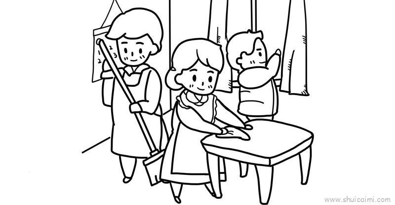 过年大扫除儿童画怎么画过年大扫除简笔画简单又好看