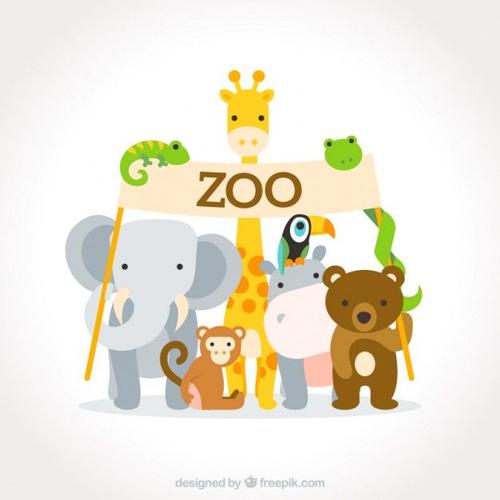 lovely flat wild animals with a zoo sign free