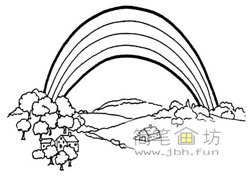 彩虹风景简笔画