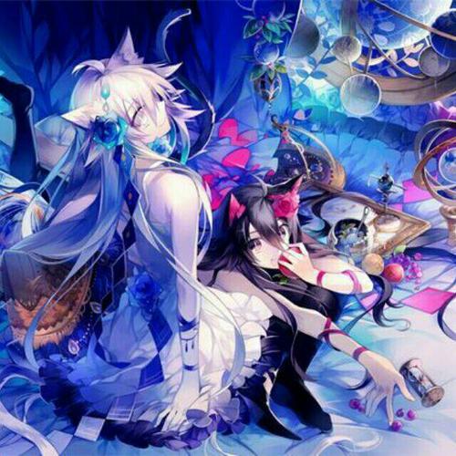 求身穿白色连衣裙,头上有蓝色头饰和蓝色玫瑰的白发白瞳猫耳少女名字