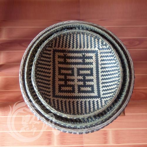 小号簸箕竹编竹筛竹筐簸箕蔬菜篮水果盘带字筛竹器田园摆件