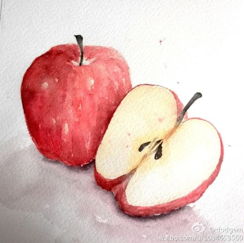 水彩 苹果