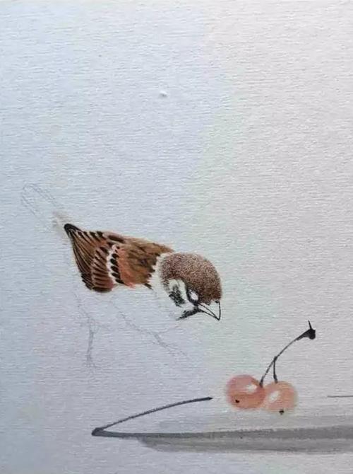 写意麻雀画法图解