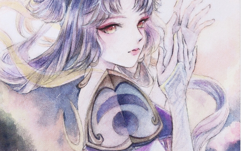 【水彩手绘】王者荣耀嫦娥,总有一种在画月野兔的感觉