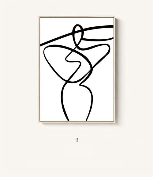 现代黑白客厅装饰画 抽象人物沙发背景墙画北欧静物玄关走廊挂画