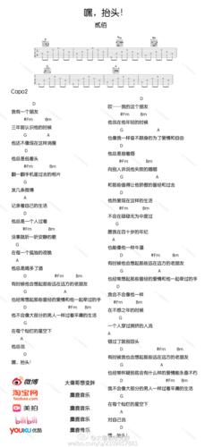 嘿抬头吉他谱贰佰吉他和弦谱带节奏型图片谱
