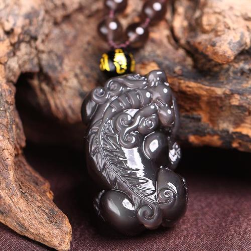 丑年冰种黑曜石貔貅吊坠新款男士项链风招财款