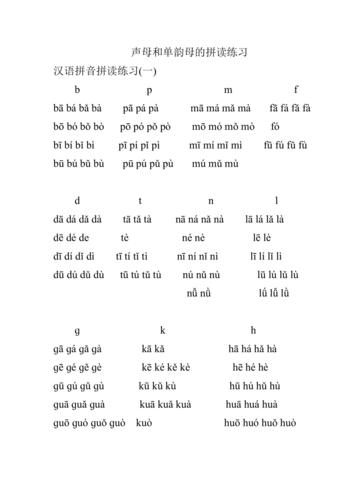 声母和单韵母的拼读练习