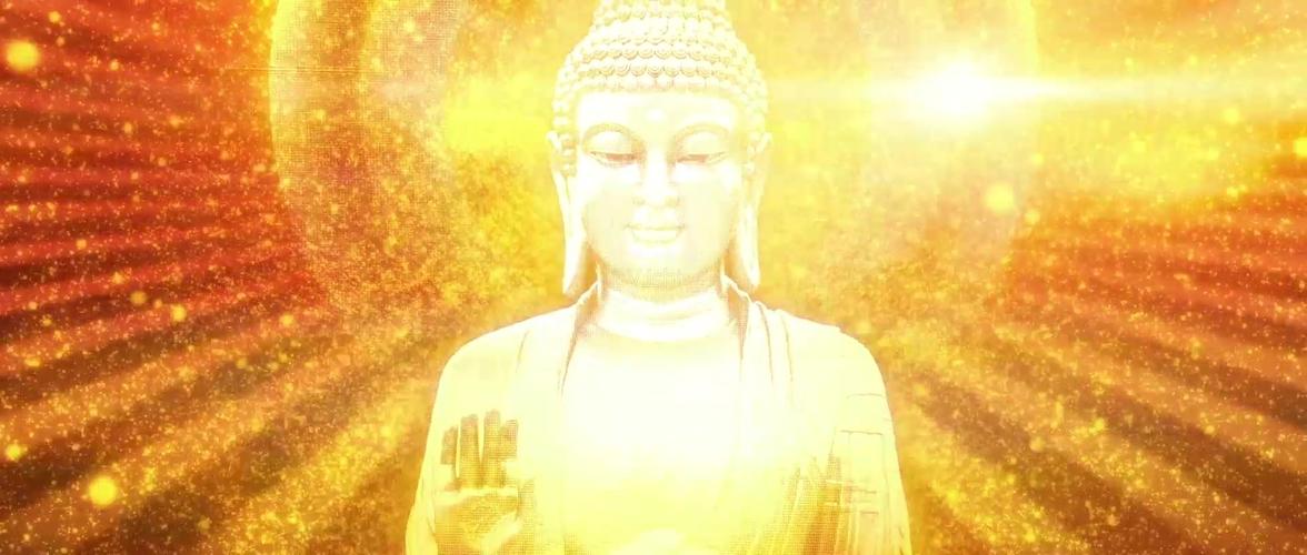 震撼金光佛像佛教背景